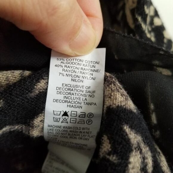 Lucky Brand Black and Tan Floral Sheer Lace Trim Long Sleeve Knit Sweater Small - Picture 7 of 7